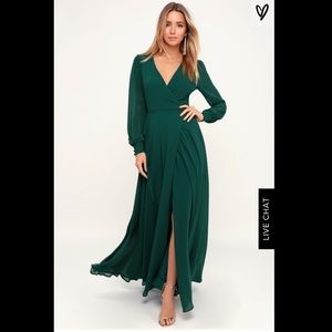 My Whole Heart Emerald Green Longsleeve Wrap Dress